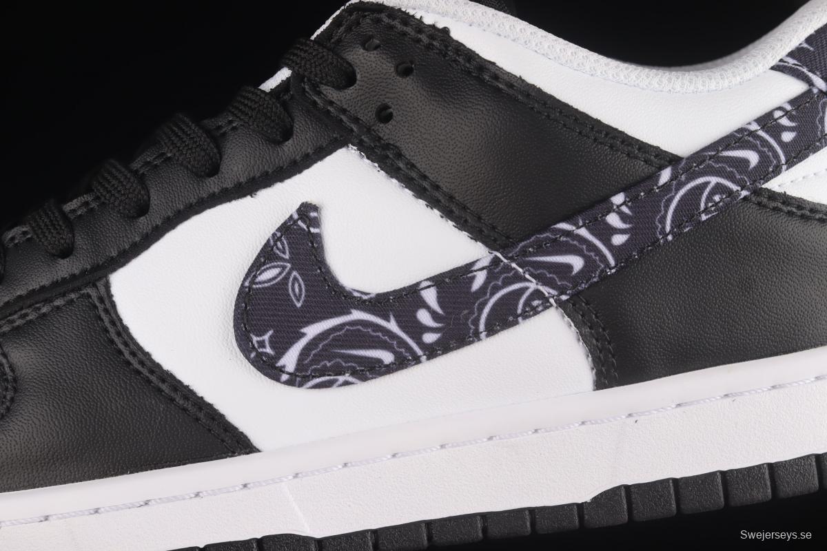 NIKE SB DUNK Low Black Paisley black and white panda cashew flower SB buckle rebound fashion casual board shoes DH4401-100