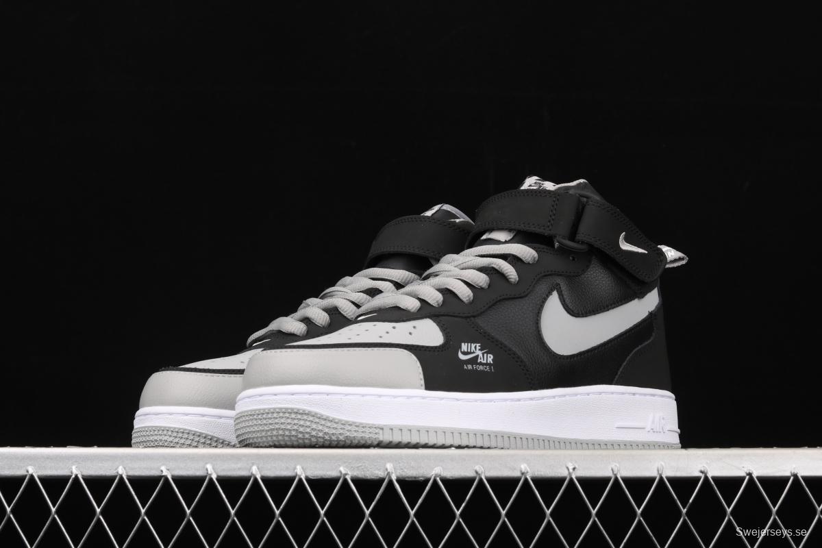 NIKE Air Force 1 Lv8 ShAdidasow Grey Shadow Grey side Logo3M reflective board shoes BQ6819-008