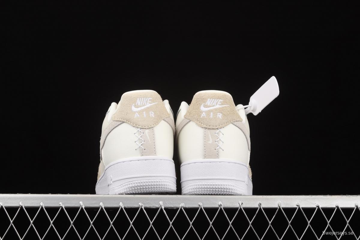 NIKE Air Force 11607 Beach Coconut Milk Leather Milk Tea splicing low-top leisure sports board shoes DD6618-100