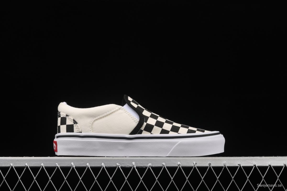 Vans Asher black and white checkerboard plaid Loafers Shoes retro low upper canvas casual shoes VN000SEQIPD