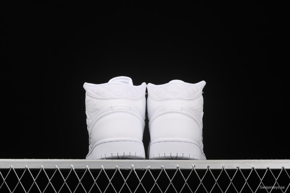 Air Jordan 1 Mid Quilted White Little Chanel Leisure Sport Board shoes DB6078-100