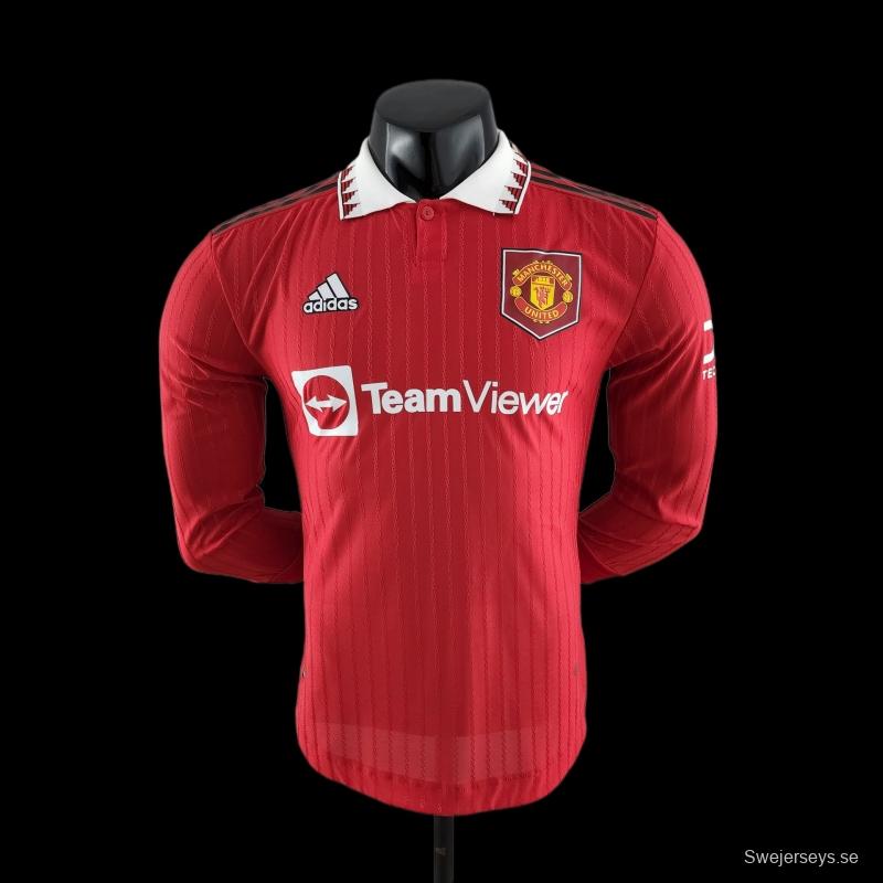 Player Version 22/23 Manchester United Long Sleeves Home Soccer Jersey