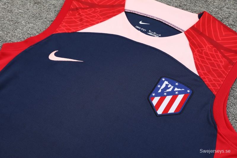 23-24 Atletico Madrid Black Red Vest Jersey+Shorts