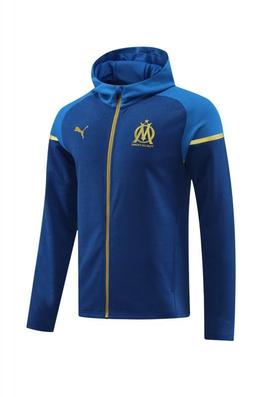 23/24 Olympique Marseille Blue Full Zipper Hoodie Jacket+Pants