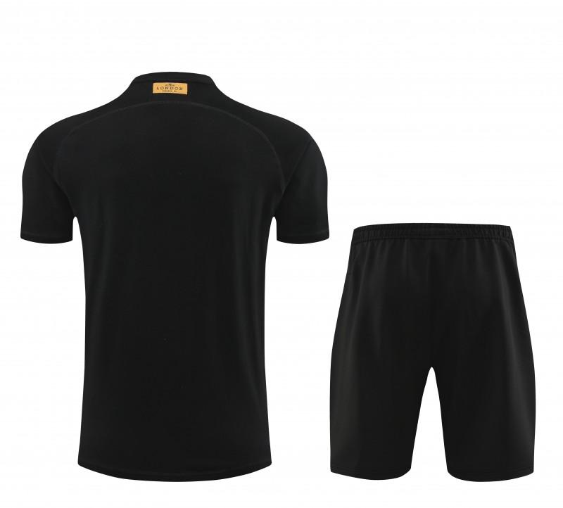 23/24 Chelsea Black Cotton Short Sleeve Jersey+Shorts