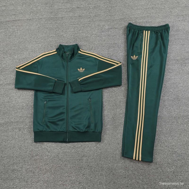 24/25 Adidas Original Green Full Zipper Jacket +Long Pants