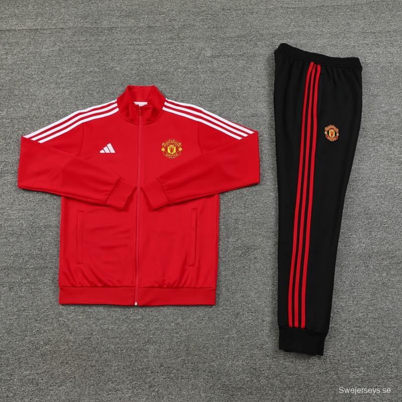 24/25 Manchester United Red Full Zipper Jacket +Long Pants